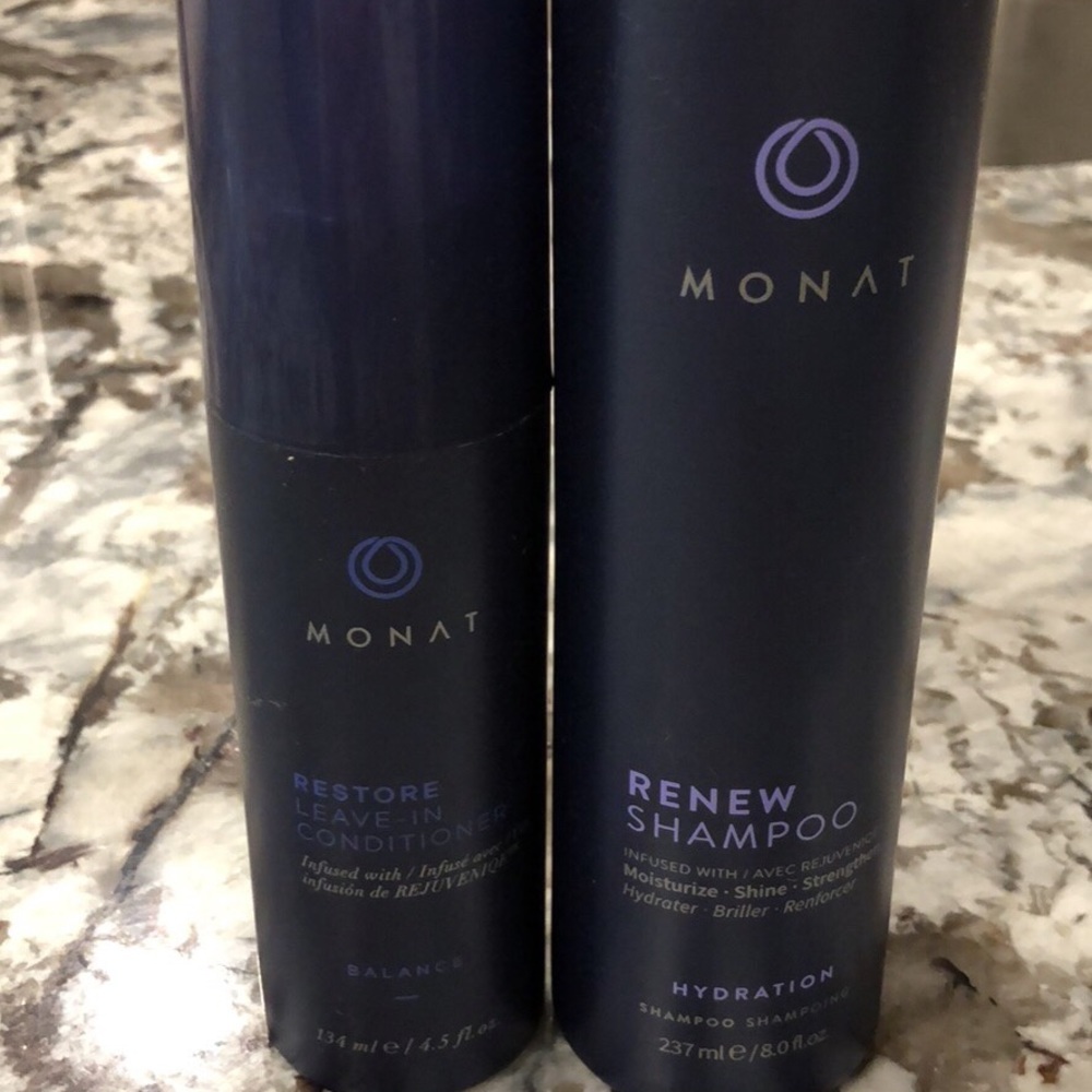 Monat Restore and Renew Shampoo and Conditioner.